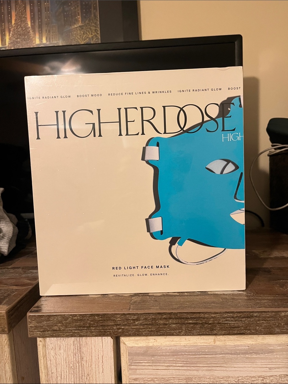 HigherDOSE Red Light Face Mask – Light-Activated Skincare Tool (Blue Packaging)